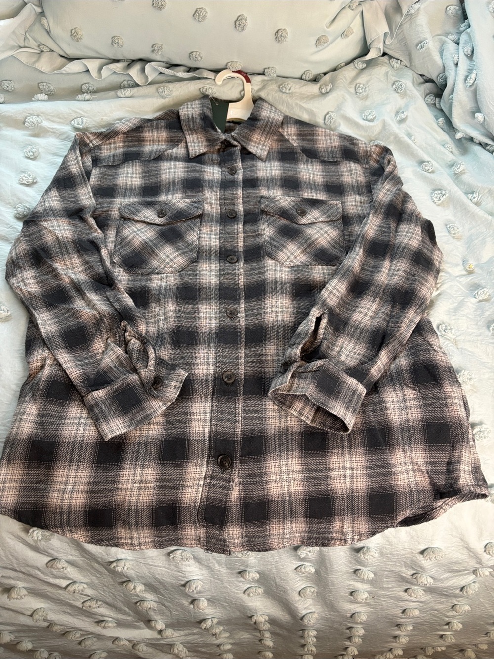 wild fable Green/Cream Plaid Button-Up Shirt
